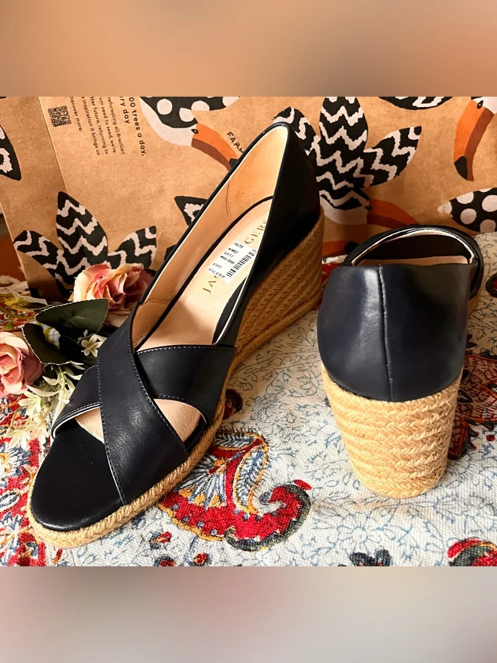 JACK ROGERS Palmer Criss-Cross Midnight Navy Wedge Espadrille